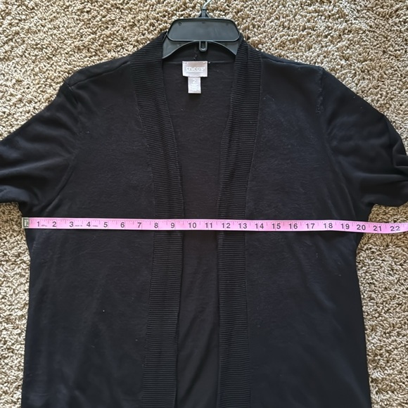 CHICO’S BLACK 3/4 SLEEVED LIGHTWEIGHT OPEN SWEATER ~ SIZE LARGE - Picture 5 of 12